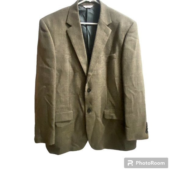 Joseph & Feiss Lambswool Brown Houndstooth Blazer Two‎ Button Men's 44R - Picture 1 of 6